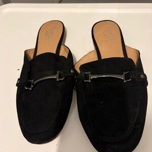 Franco Sarto Black Suede Slip-On Mules